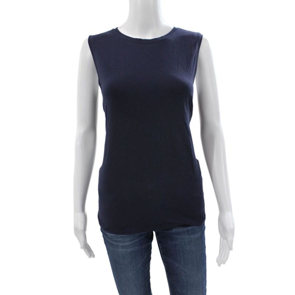 Lululemon Womens Cotton Crew Neck Sleeveless Active Tank Top Navy Blue Size 6